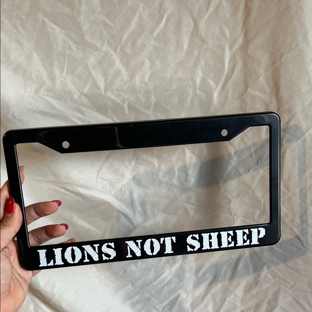 LIONS NOT SHEEP Black License Plate Frame - Statement Home Accent